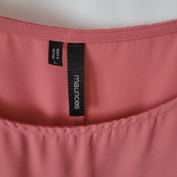 Maurice's Blouse Crocheted 3/4 sleeves Mauve Large Hi-Low Hem flowy - Picture 4 of 10